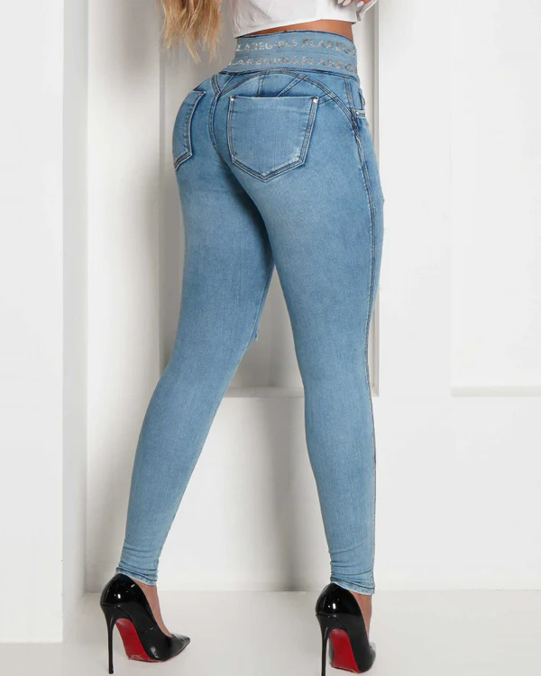 Jeans ajustados rotos de cintura alta