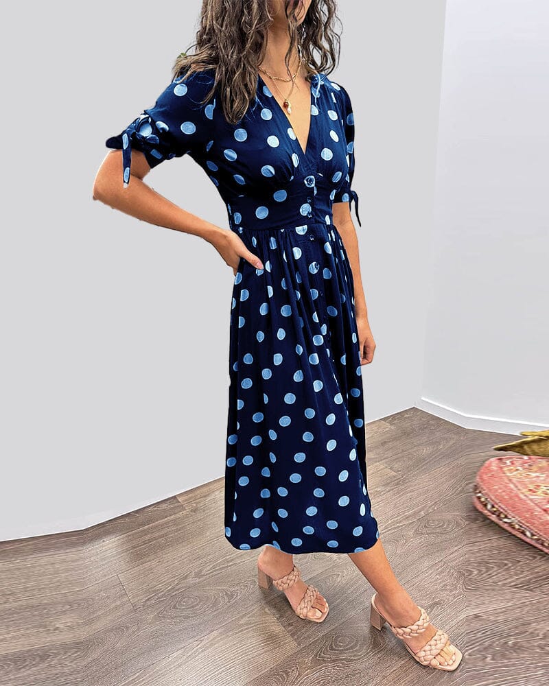 Vestido de lunares con escote en V profundo (LIQUIDACIÓN)