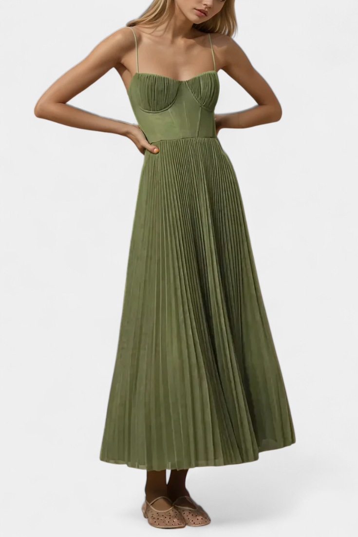 Ottilie | Vestido de Chiffon Plisado con Corsé Esculpido