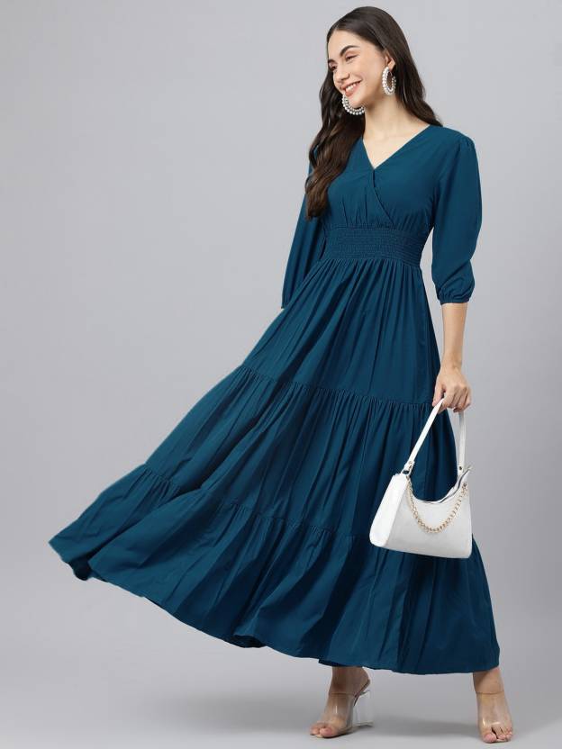 Vestido en V Cielo Zafiro