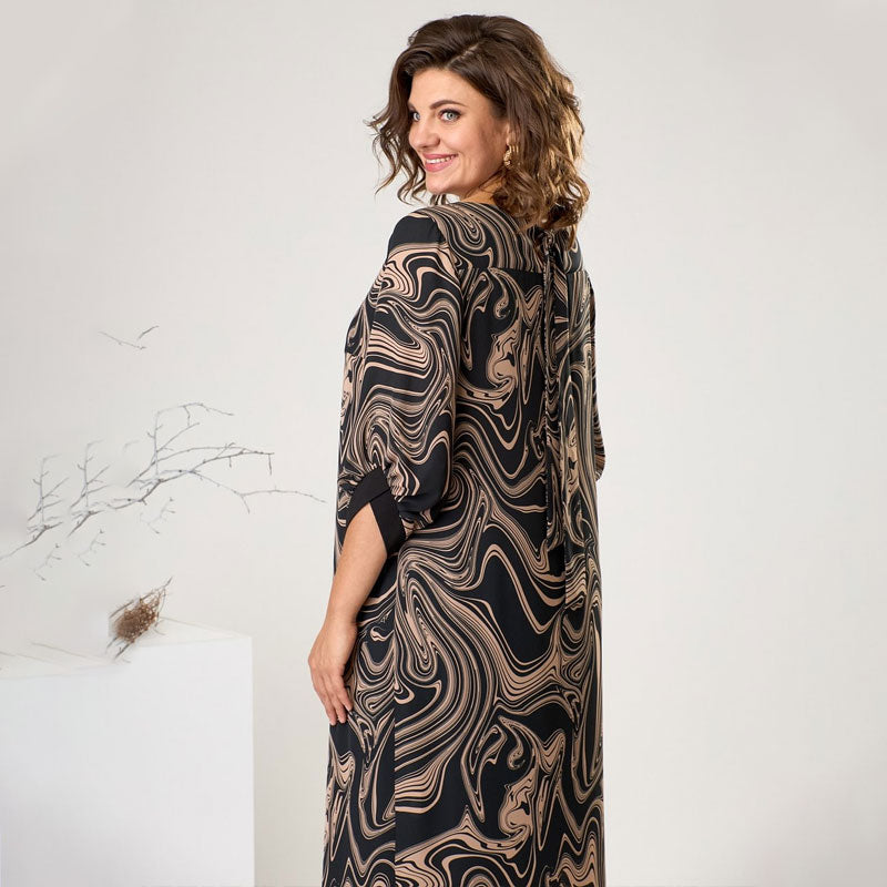🌸Vestido extra largo con estampado de mármol