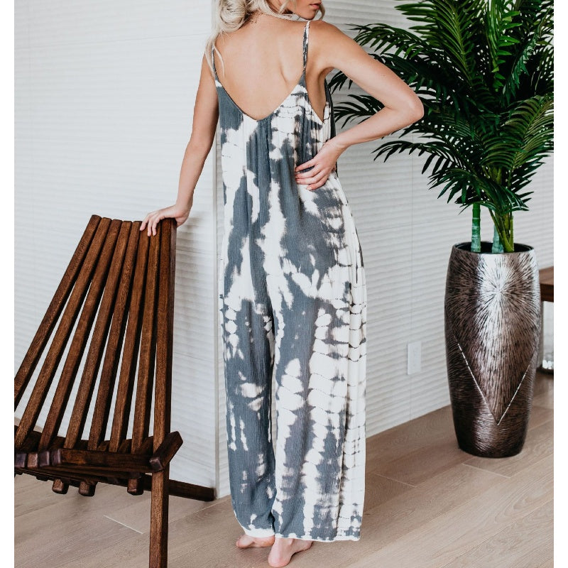 Mono estampado con tirantes finos para mujer, ¡50% de descuento!
