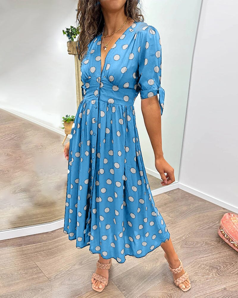 Vestido de lunares con escote en V profundo (LIQUIDACIÓN)