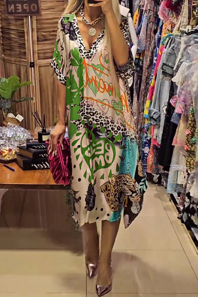 Vestido Estampado Cuello V
