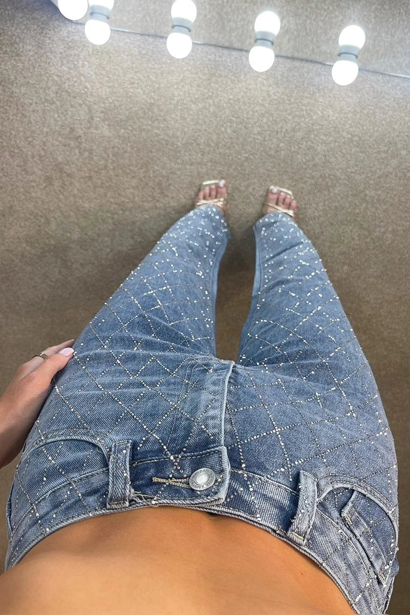 Pantalón vaquero de diamantes