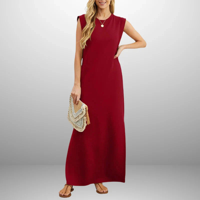 Vestido largo fluido antiarrugas (LIQUIDACIÓN)