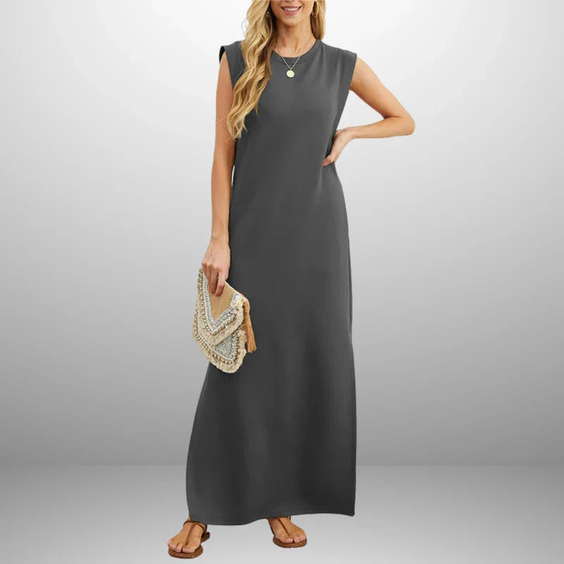 Vestido largo fluido antiarrugas (LIQUIDACIÓN)