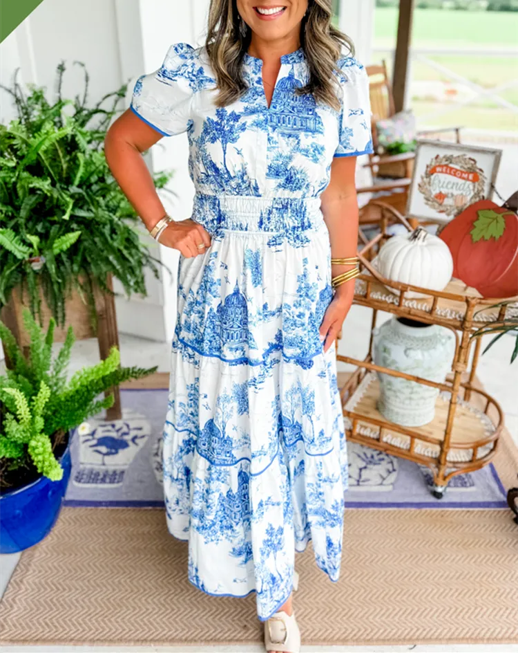 Vestido largo clásico de toile con encanto para mujer