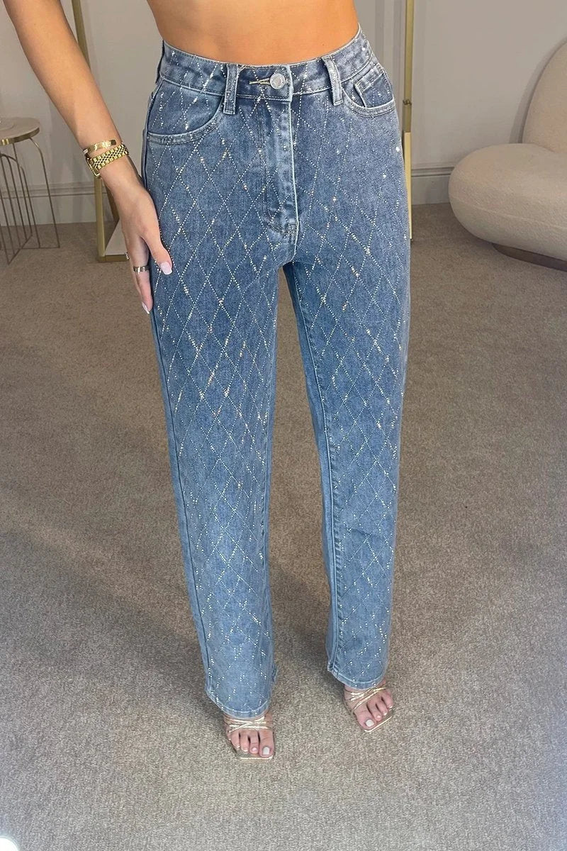 Pantalón vaquero de diamantes