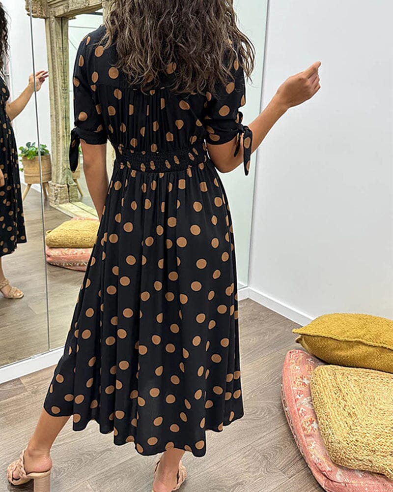 Vestido de lunares con escote en V profundo (LIQUIDACIÓN)
