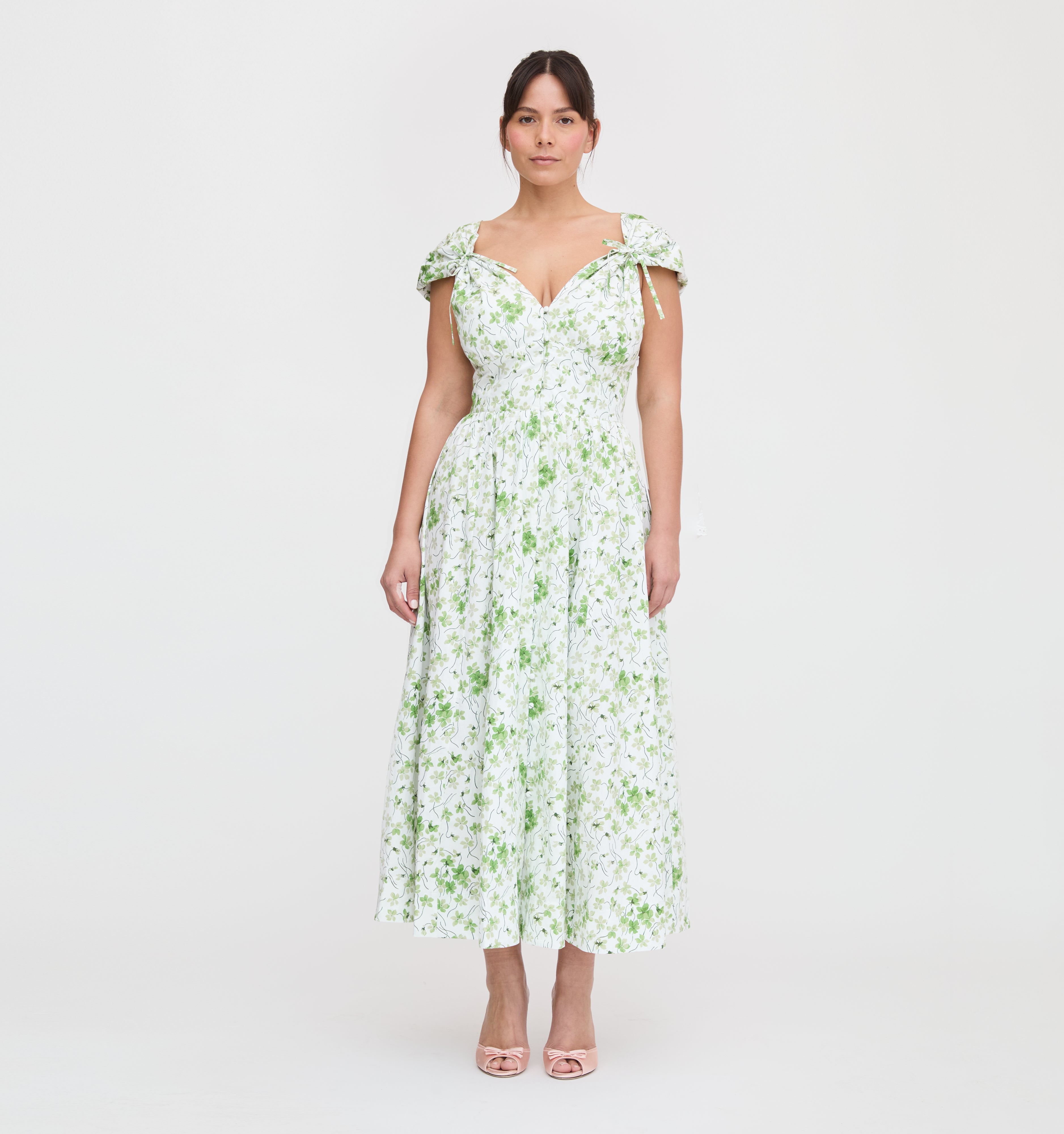 El vestido Lucille - Guisantes verdes