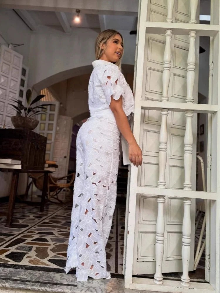 Conjunto de cárdigan con aberturas Katy