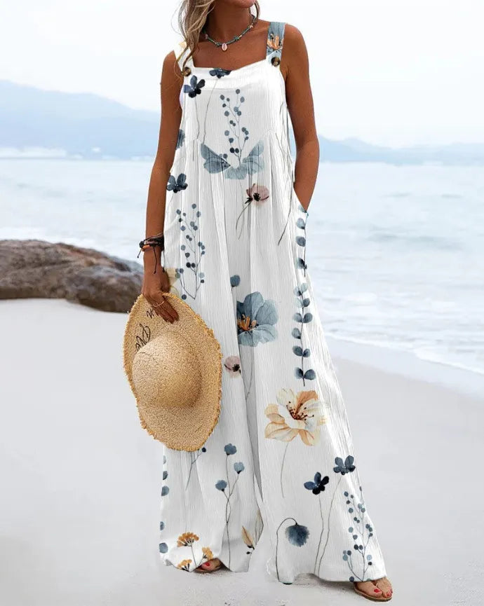 Mono de pierna ancha con estampado floral
