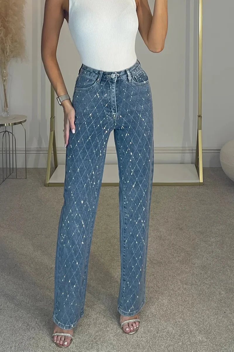 Pantalón vaquero de diamantes