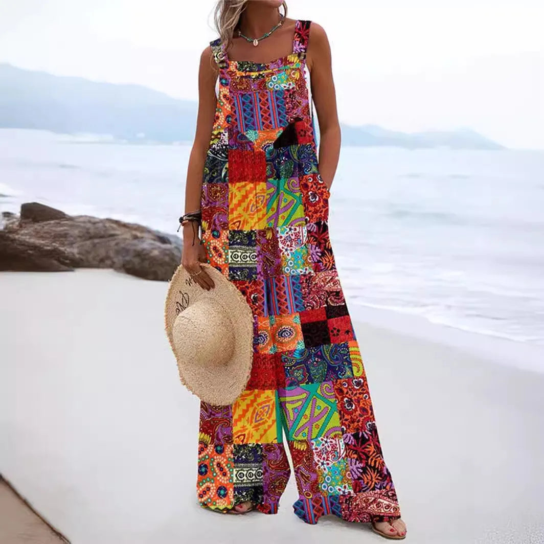 Mono de pierna ancha con estampado floral