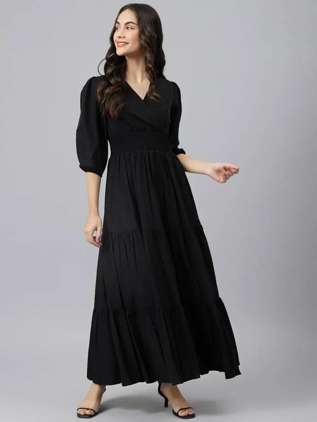 Vestido en V  Cielo Zafiro