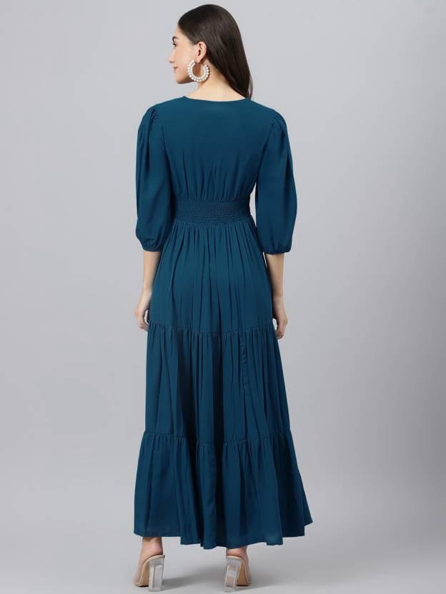 Vestido en V  Cielo Zafiro