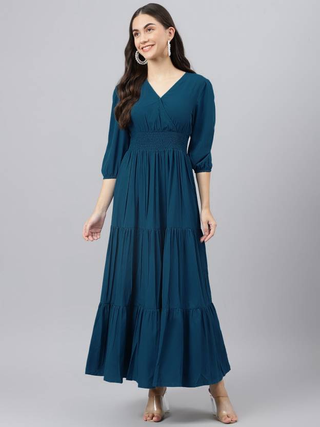 Vestido en V  Cielo Zafiro