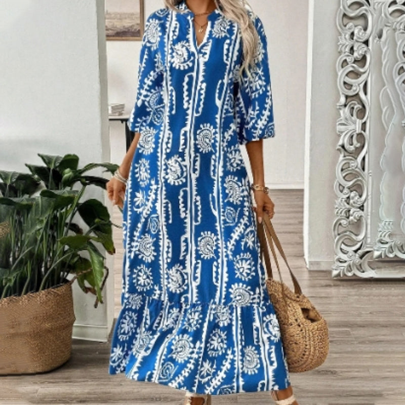 Vestido holgado elegante con cuello en V