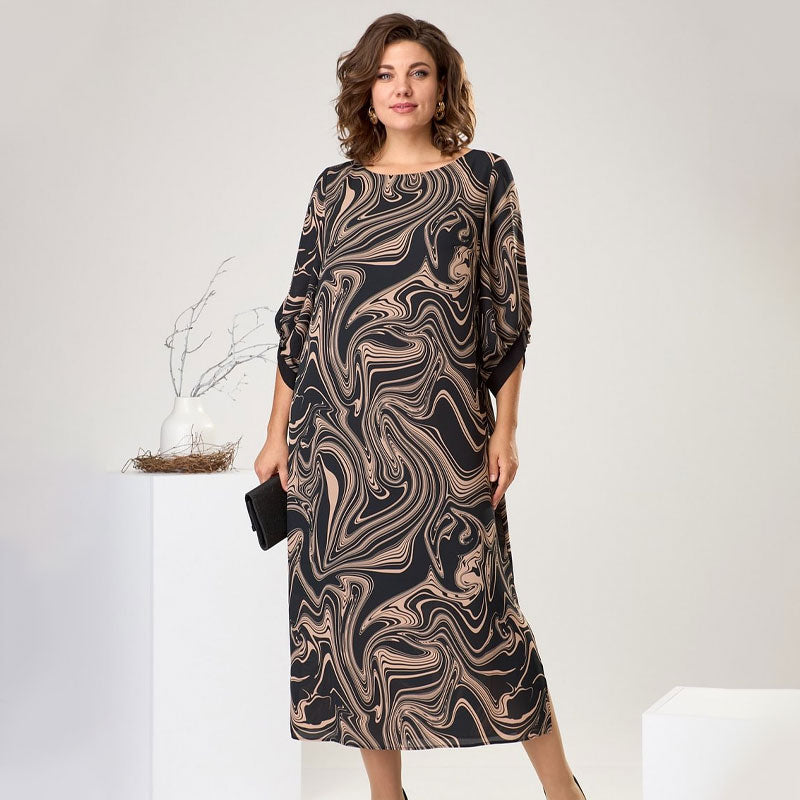 🌸Vestido extra largo con estampado de mármol