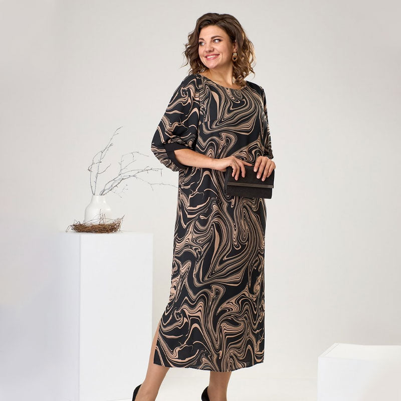 🌸Vestido extra largo con estampado de mármol