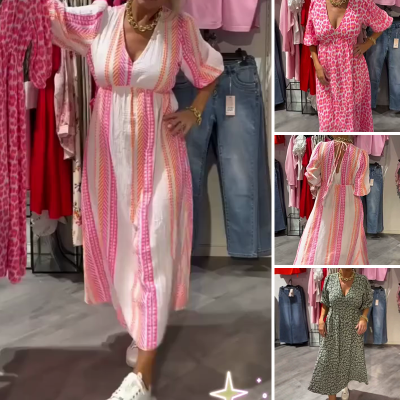 ⏰Venta temporal - 50% de descuento🔥Vestido estampado con cuello en V para mujer