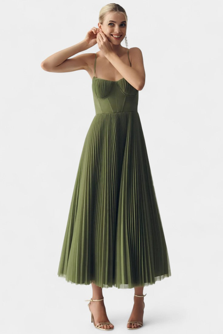 Ottilie | Vestido de Chiffon Plisado con Corsé Esculpido
