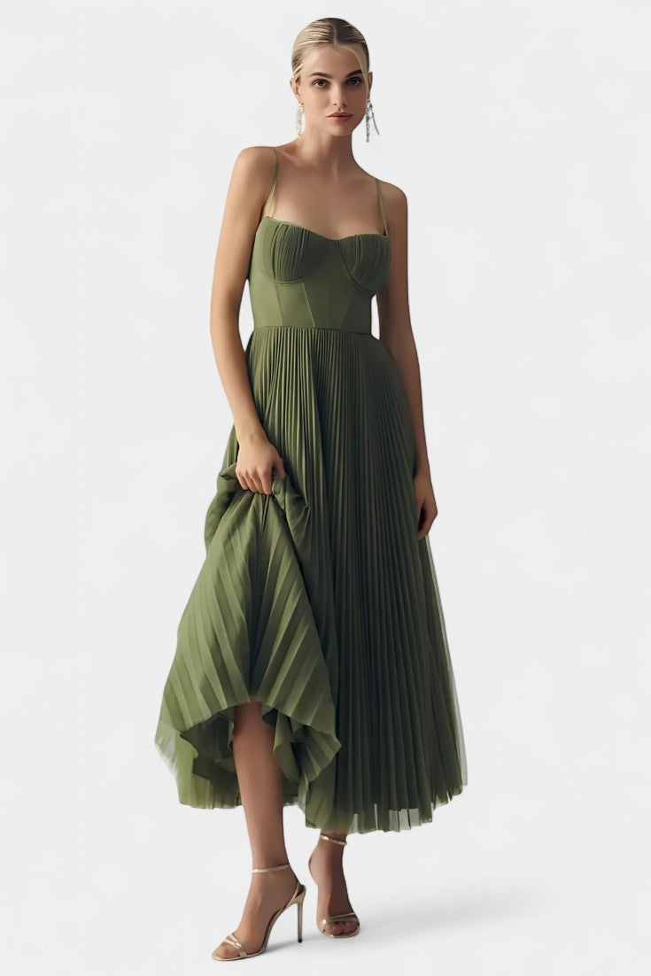 Ottilie | Vestido de Chiffon Plisado con Corsé Esculpido